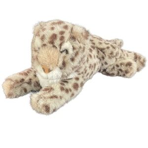 Vintage A&A Plush Snow Leopard Stuffed Animal Toy 1992 Laying down